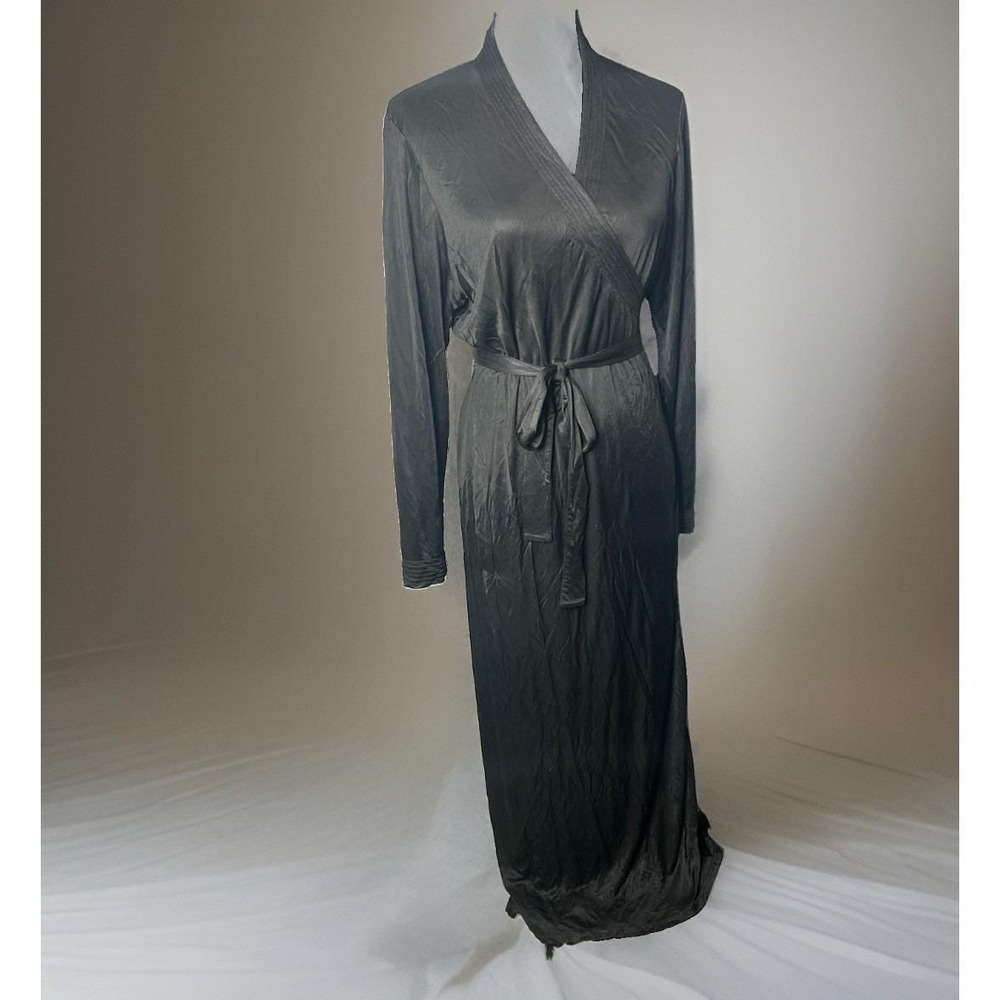 Vintage La Perla Black Wrap Robe Full Length Size 1 Small Made In Italy